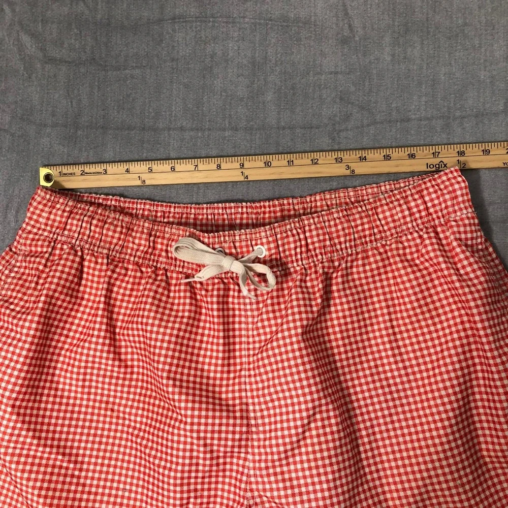 Kanu Surf Swim Trunks Mens XXL Red Gingham Checkered Board Shorts Mesh Lining